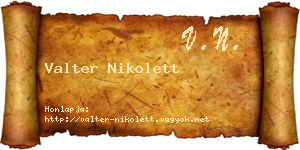 Valter Nikolett névjegykártya